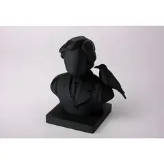 GENERICO - Escultura cuervo con poeta decorativo negro