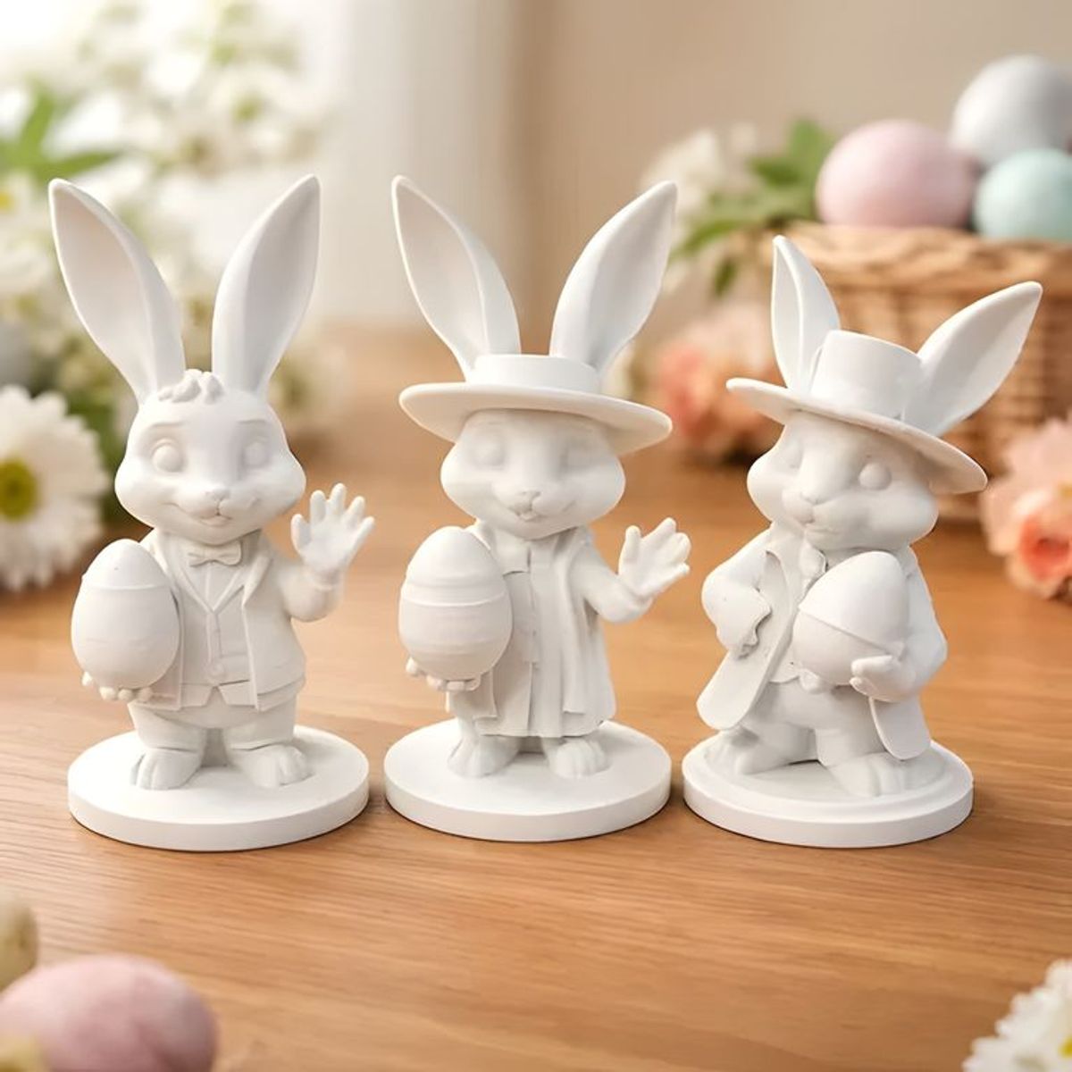 GENERICO - Set conejitos elegantes de pascua blanco