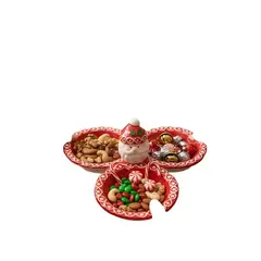 GENERICO - Plato de picoteo 3 espacios navidad rojo