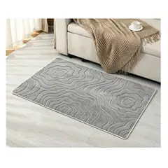 ALMA & DECO - Alfombra Bajada de Cama Relieve Flower Gris Premium Antideslizante 80x120 Cm.