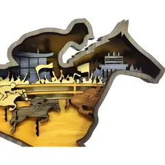 GENERICO - Figura decorativa caballo jinete de madera