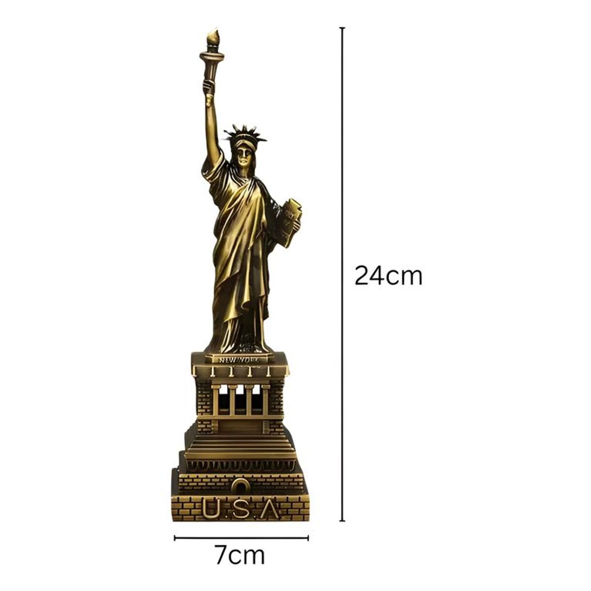 GENERICO - Figura estatua libertad metálica decorativa bronce