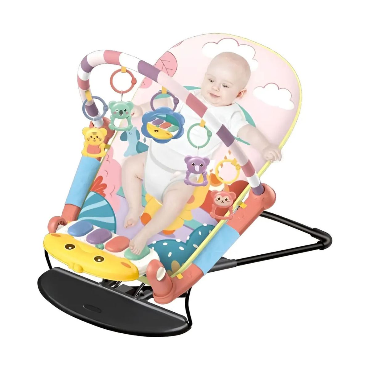 GENERICO - Silla Mecedora Gimnasio Piano Musical 2 en 1 para Bebes . Rosa