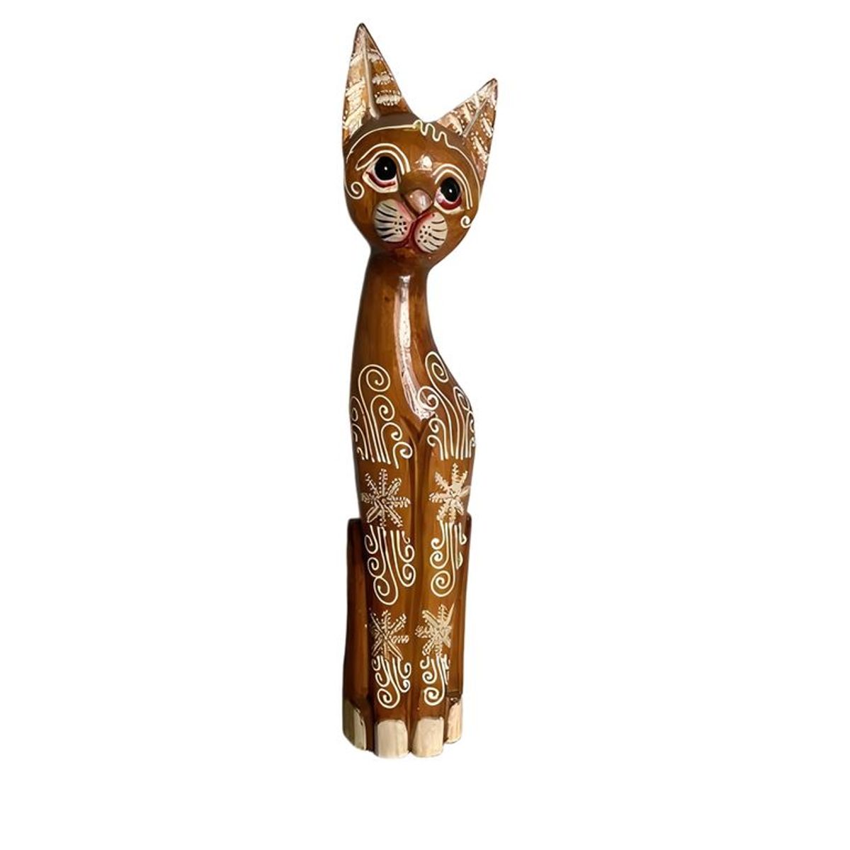 GENERICO - Figura decorativa gato de madera café claro