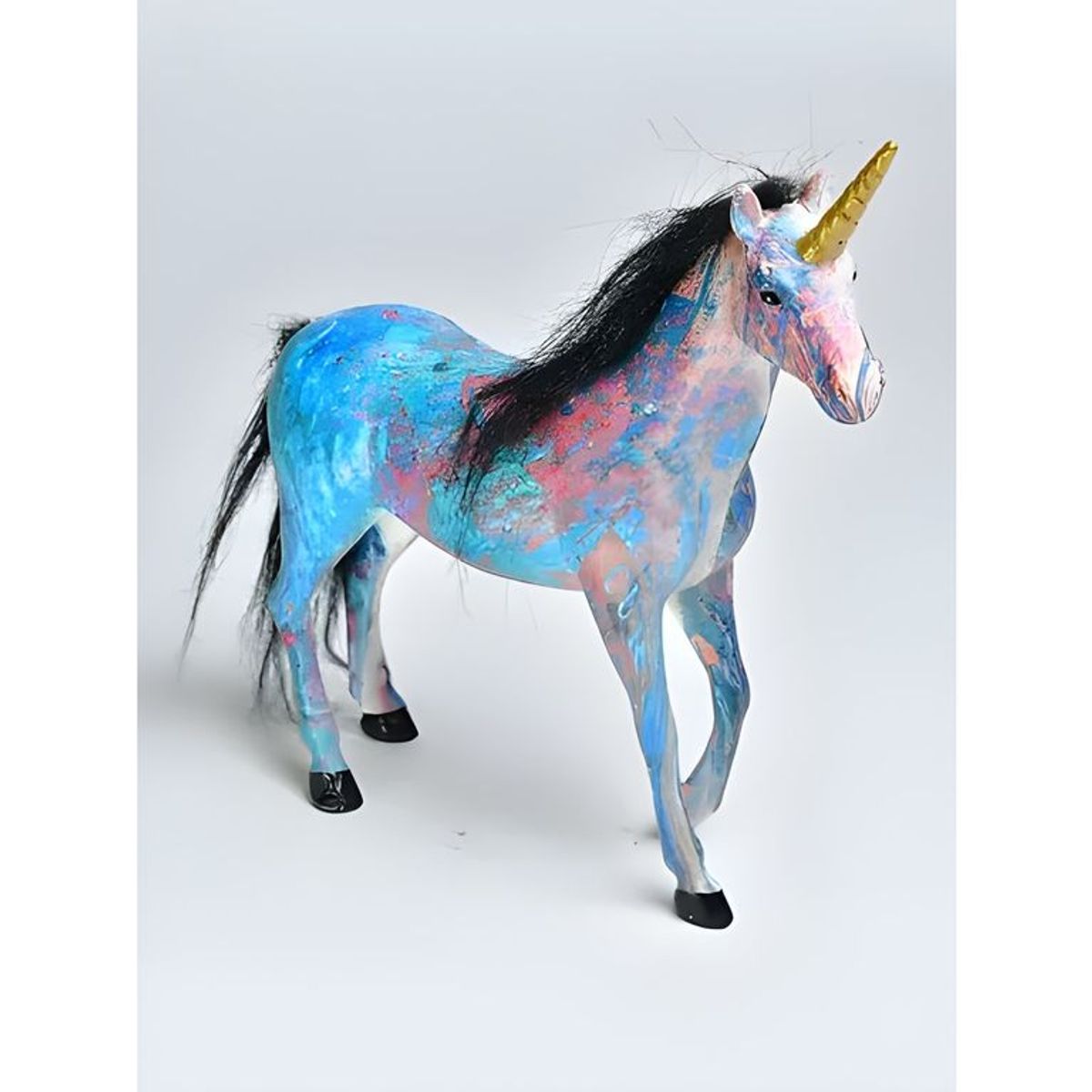 GENERICO - Figura decorativa unicornio de resina celeste