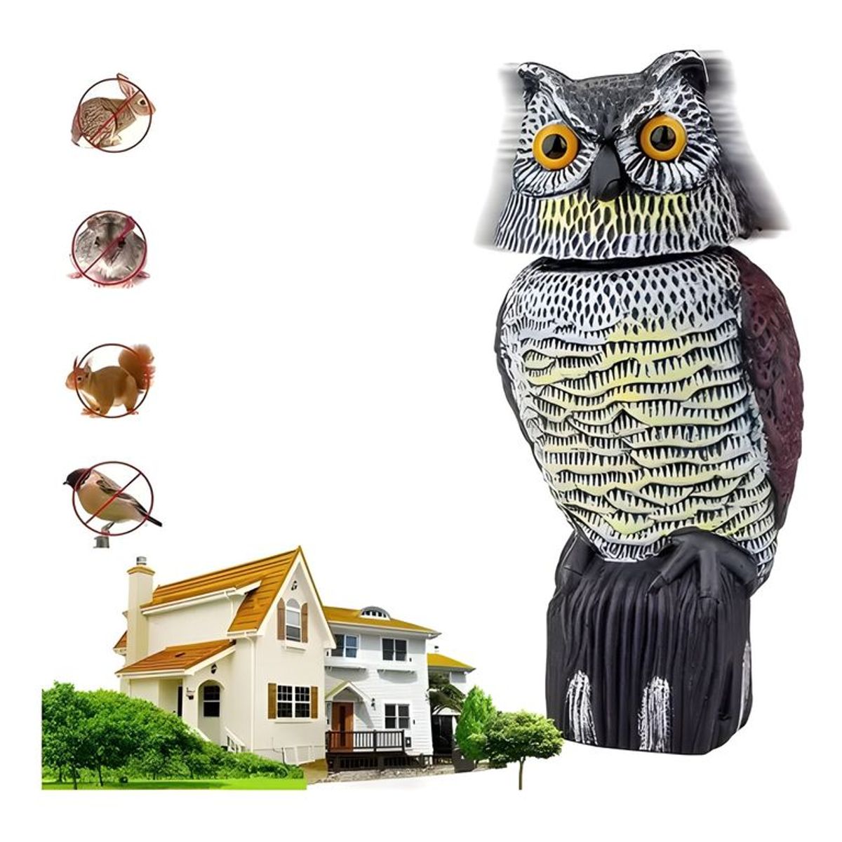 GENERICO - Búho espantapájaros decorativo realista negro 2