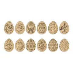 GENERICO - Pack 12 huevos de pascua de madera