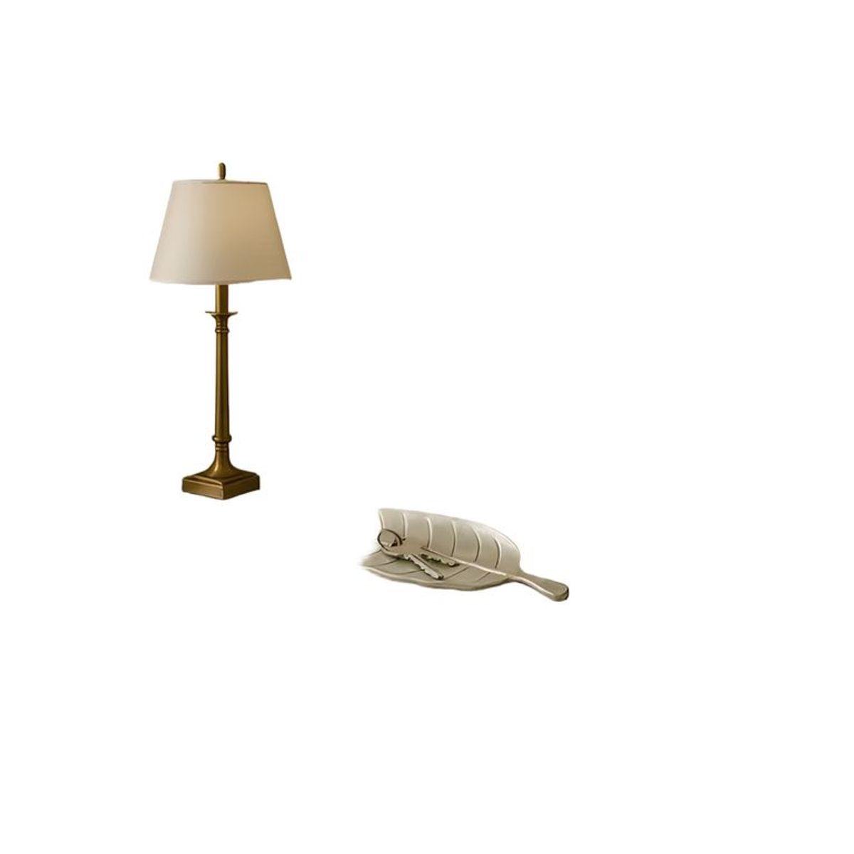 GENERICO - Bandeja decorativa hoja larga 40 cm caqui