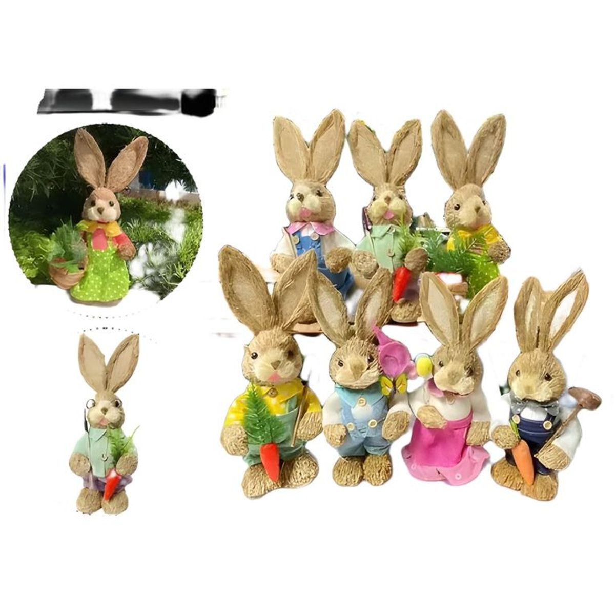 GENERICO - Figura decorativa conejo de pascua campestre 2