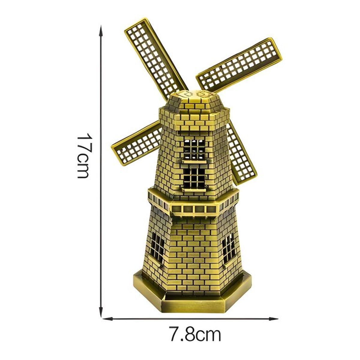 GENERICO - Figura decorativa molino dorado oscuro