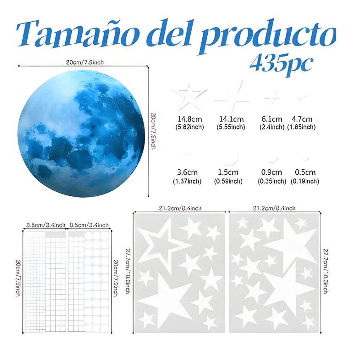 GENERICO - Estrellas luminosas para techo 435 piezas azul 34