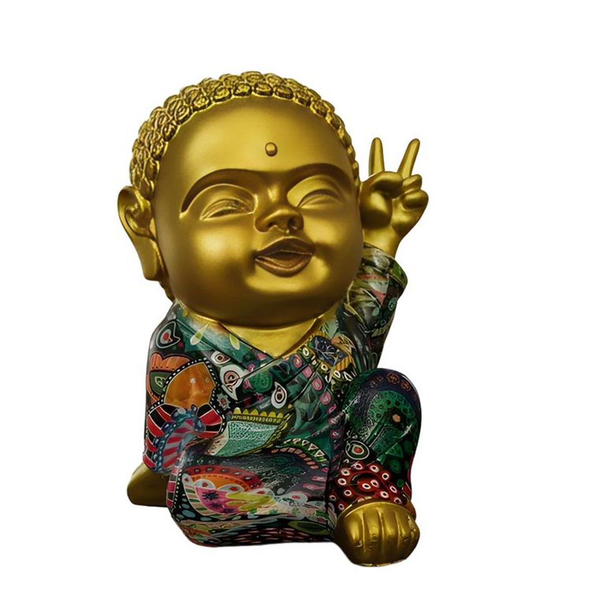 GENERICO - Figura decorativa buda paz dorado multicolor