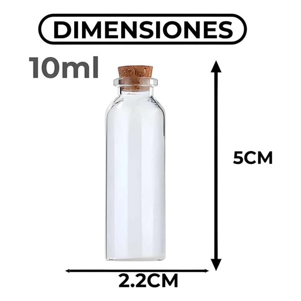 GENERICO - Pack 60 botellitas de vidrio con corcho 10 ml transparente