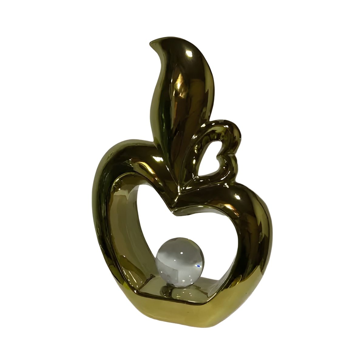 GENERICO - Figura decorativa manzana con corazón dorado oscuro