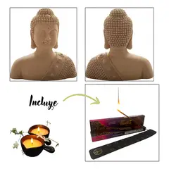 GENERICO - Figura buda meditación resina 23 cm beige