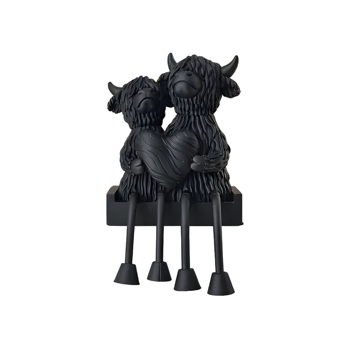GENERICO - Escultura vacas enamoradas estilo highland negro