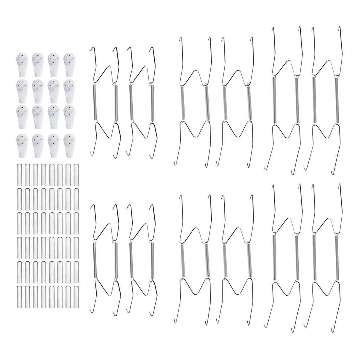 GENERICO - Set 12 colgadores de platos plateado inoxidable acero