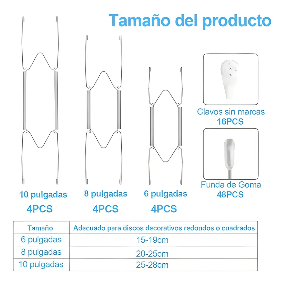 GENERICO - Set 12 colgadores de platos plateado inoxidable acero