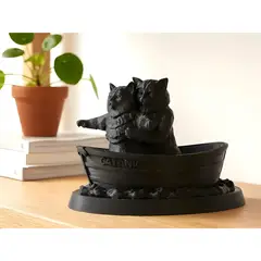 GENERICO - Escultura gatos escena romántica negro
