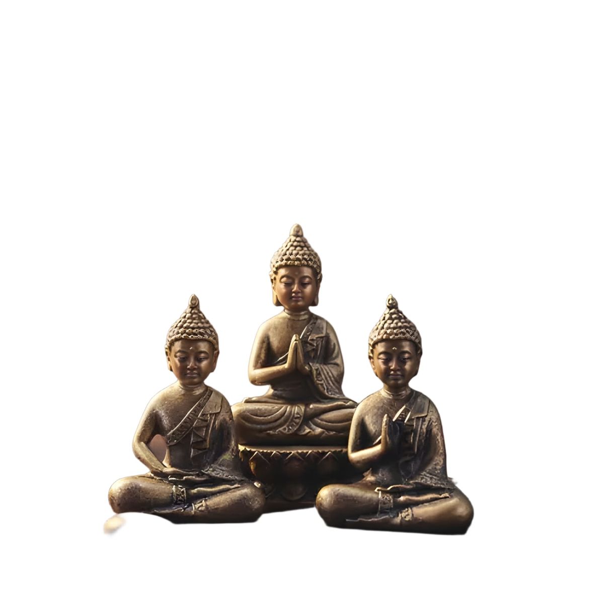 GENERICO - Set 3 figuras buda meditativo resina dorado
