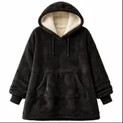 MOVI - Polerón Sherpa NEGRO Con Capucha, Talla Única, Unisex.