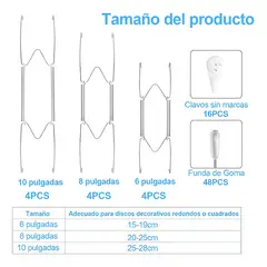 GENERICO - Colgadores de platos pared pack 12 inoxidable acero