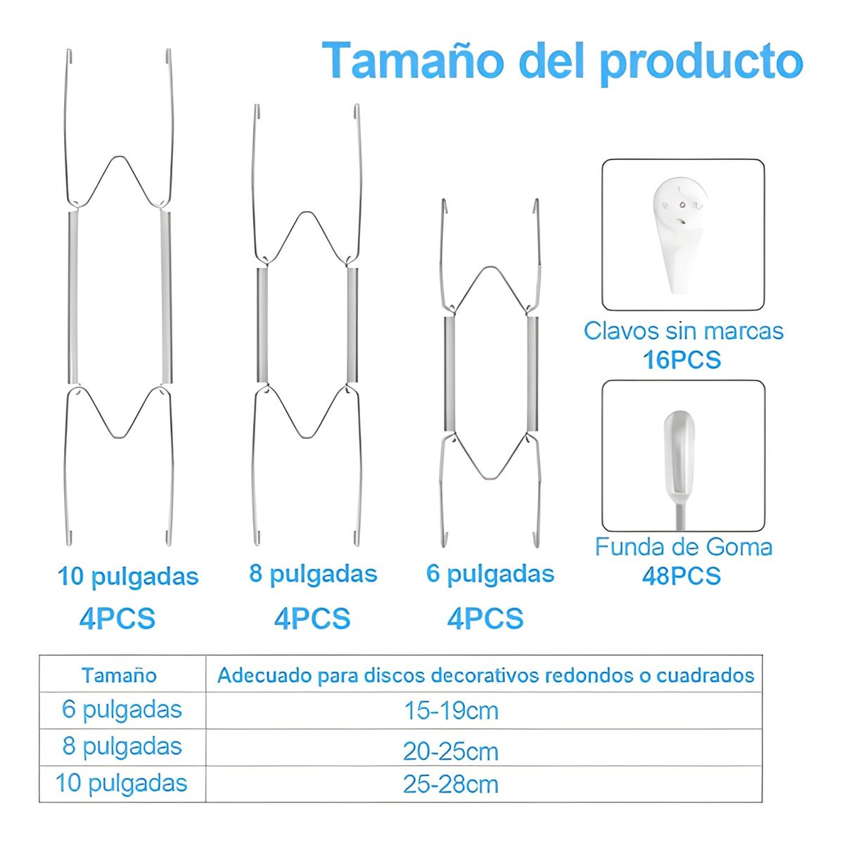 GENERICO - Kit 12 colgadores de platos plateado inoxidable acero