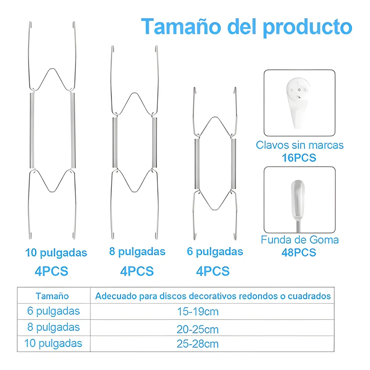 GENERICO - Kit 12 colgadores de platos plateado inoxidable acero