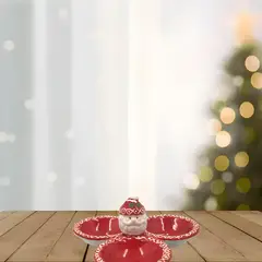 GENERICO - Plato de picoteo 3 espacios navidad rojo 2