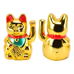 GENERICO - Gato chino de la suerte con brazo móvil dorado