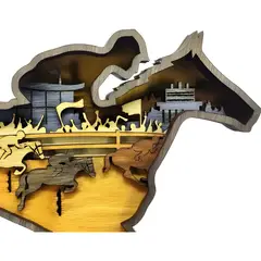 GENERICO - Figura decorativa caballo jinete de madera