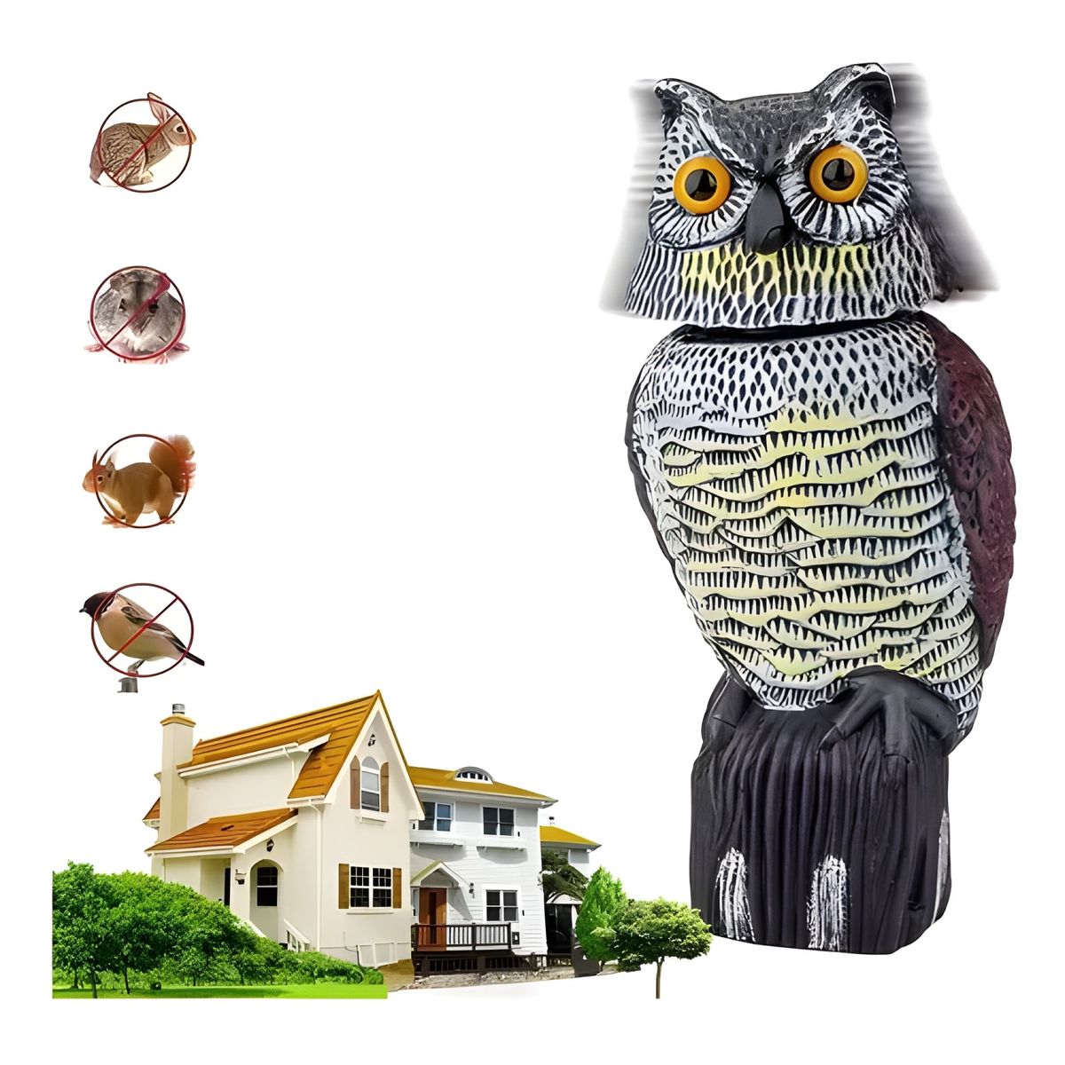 GENERICO - Búho espantapájaros decorativo realista negro 2