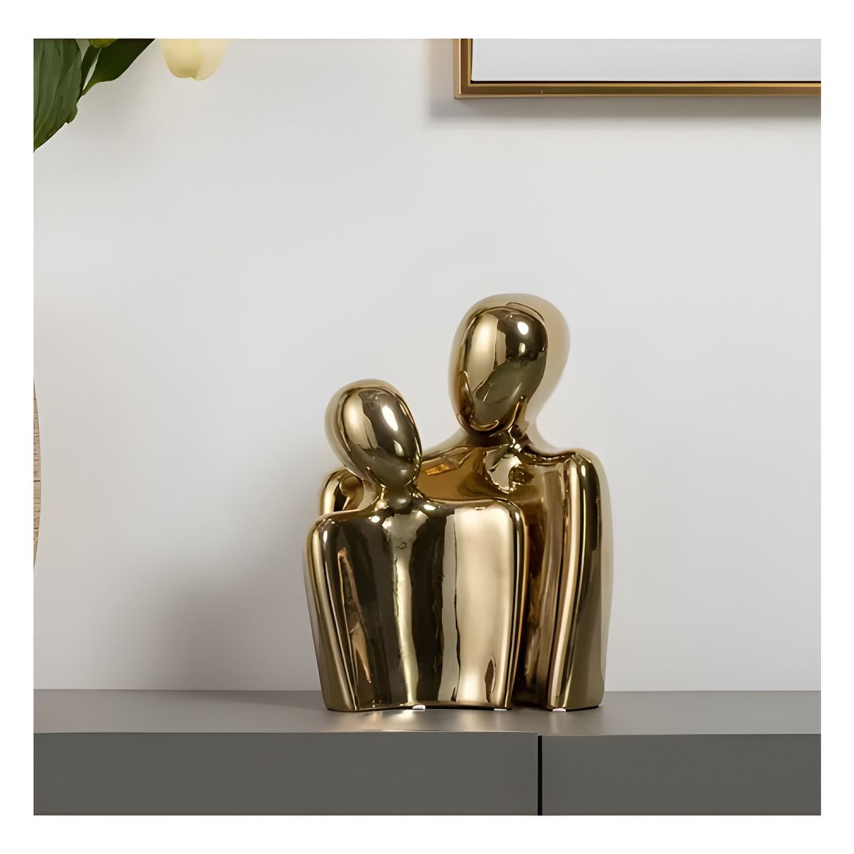 GENERICO - Set 2 figuras decorativas pareja amor dorado