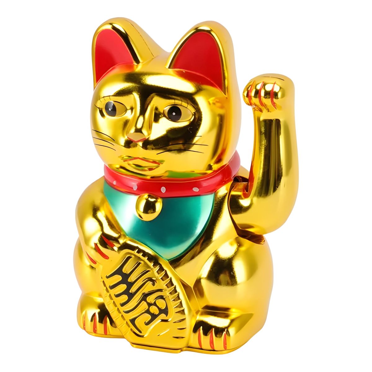 GENERICO - Gato chino de la suerte con movimiento 18 cm dorado