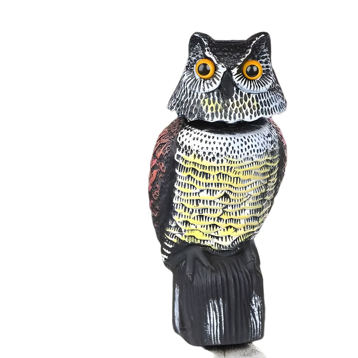 GENERICO - Espantapájaros búho con cabeza giratoria 360° gris