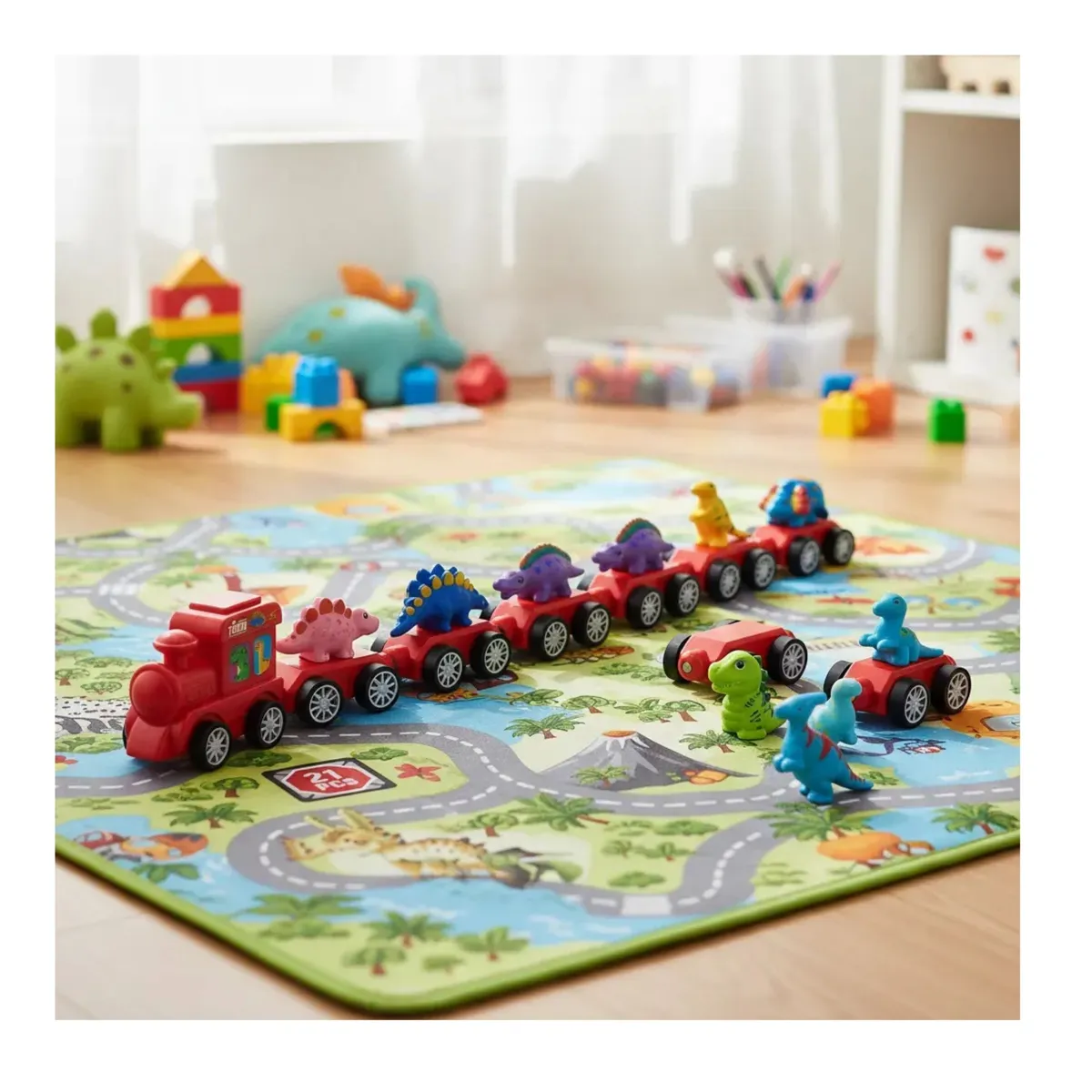 GENERICO - Tren Magnético con Dinosauros . 21 Piezas