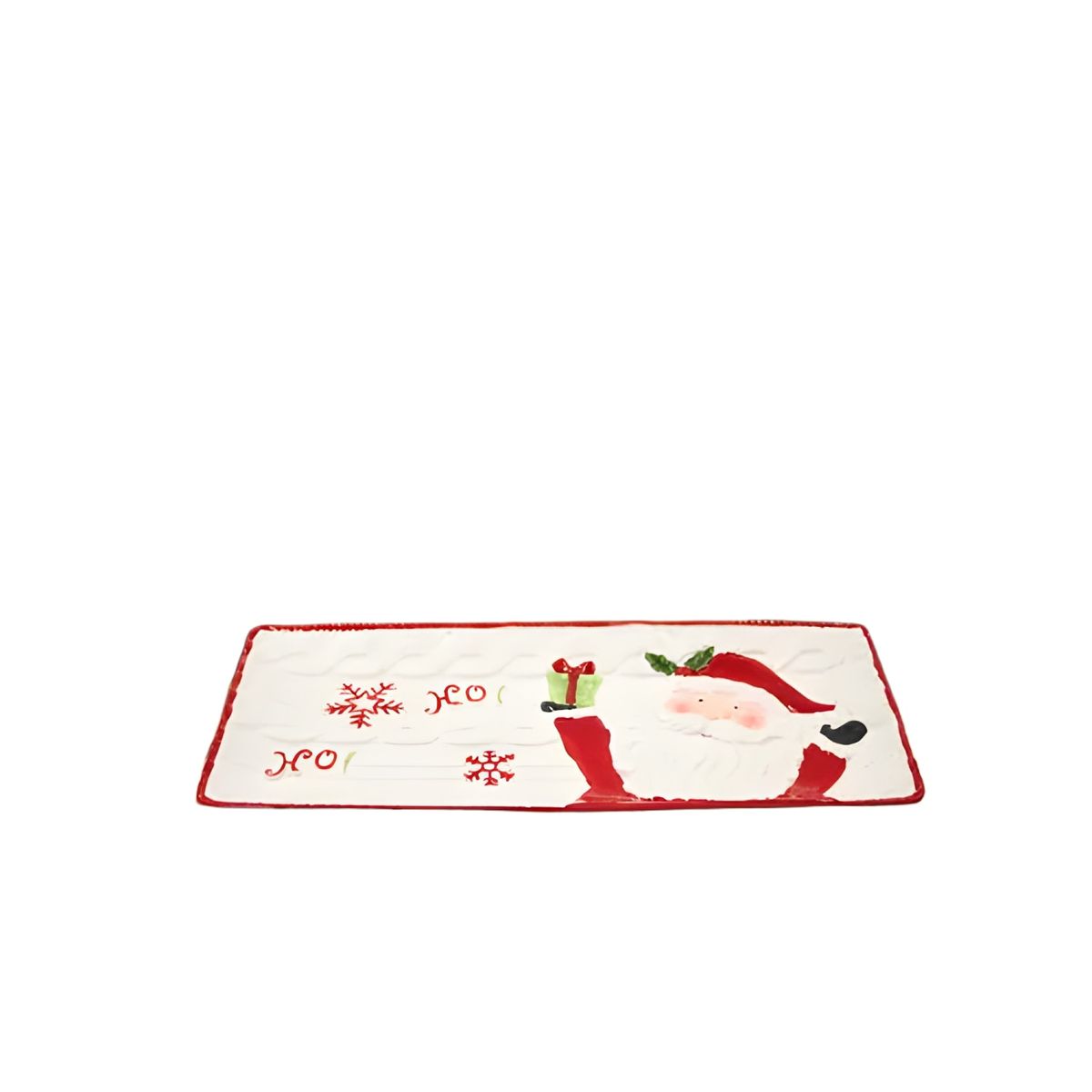 GENERICO - Plato decorativo navideño 39 cm blanco rojo