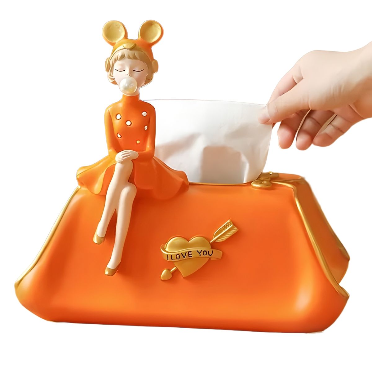 GENERICO - Caja porta pañuelos tipo tissue naranja 2