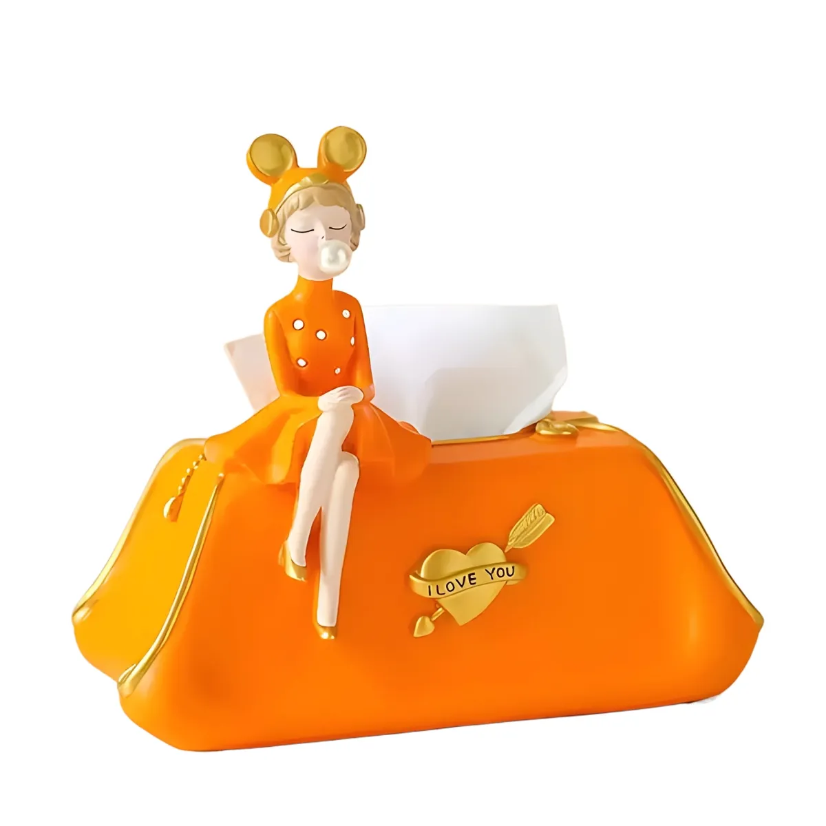 GENERICO - Caja porta pañuelos tipo tissue naranja 2