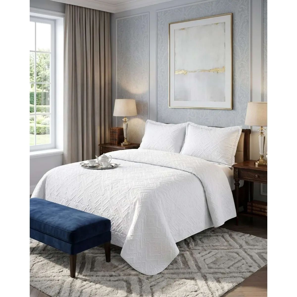 GENERICO - Quilt de Verano Transpirable, Ligero y Elegante 2 plazas