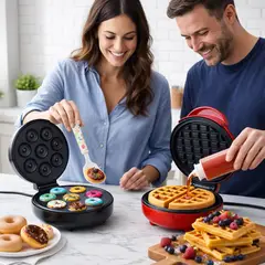 IRM - Combo Reposteria Maquina 7 Mini Donas Y Mini Waflera Antiadherente Pro FIGOIMPOR