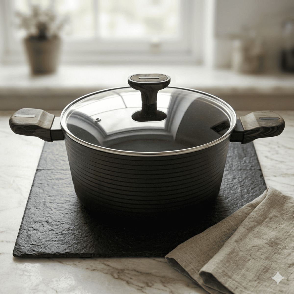 FISSMAN - Olla Antiadherente Cuisine Tapa De Cristal 4.6 litros - Fissman