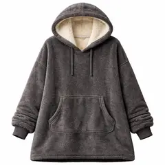 MOVI - Polerón Sherpa GRIS Con Capucha, Talla Única, Unisex.
