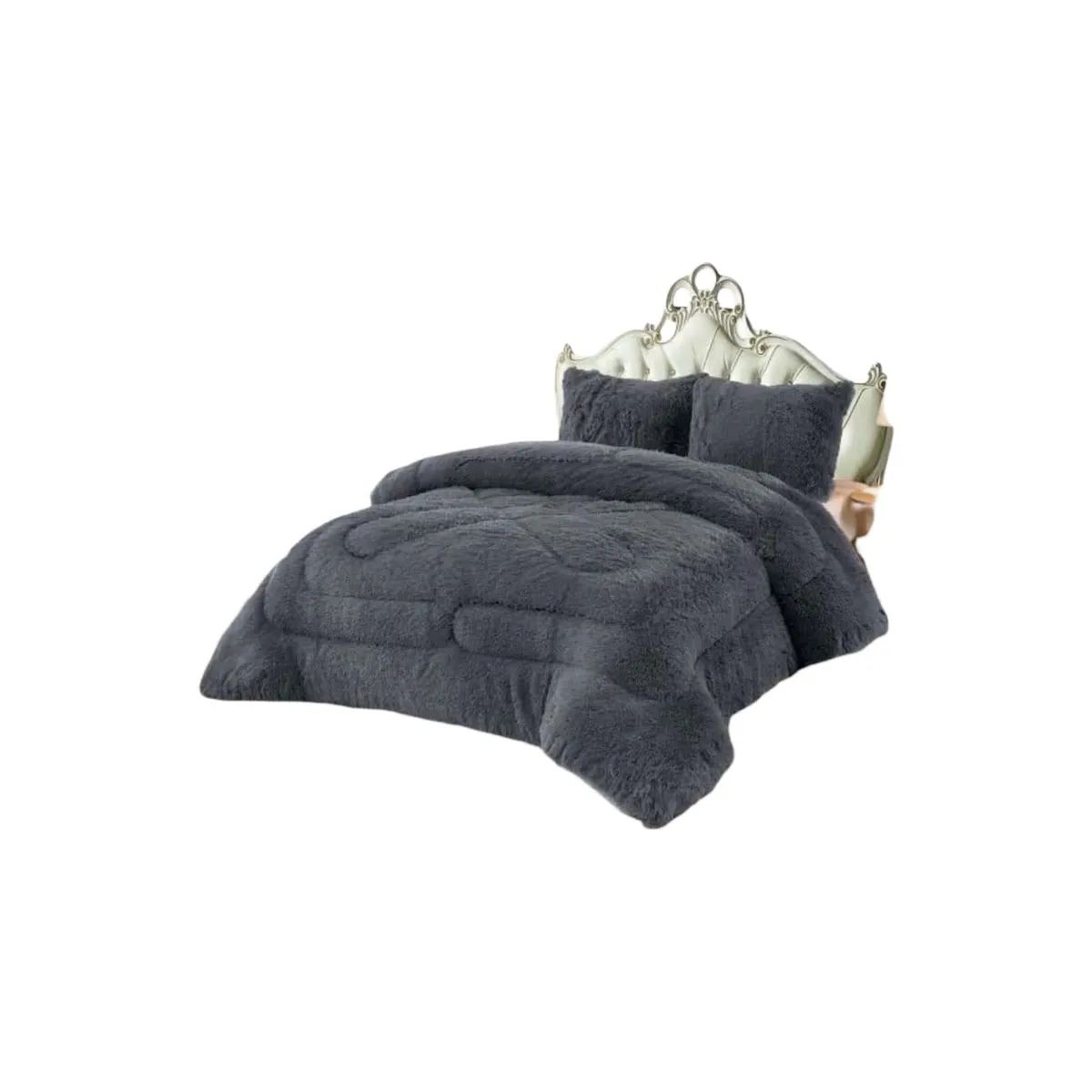 GENERICO - Plumón Pelo Largo 2 Plazas Acolchado Invierno + Fundas p2