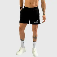 KONKO ACTIVE - Short Relax Cotton Hombre Algodon Deportivo Negro Konko