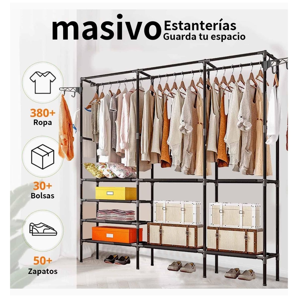 GENERICO - Closet Organizador Armable Premium Ropero Metálico Con Estantes