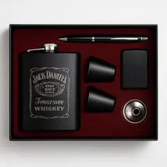 GENERICO - Set Regalo Petaca Jack Daniels + Lapicero + 2 Vasos