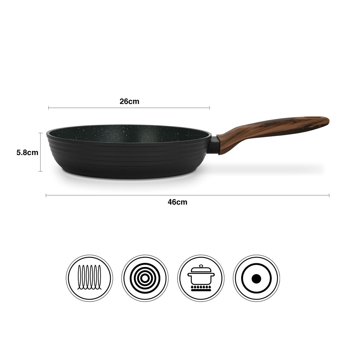 FISSMAN - Sartén Antiadherente 26cm Cuisine con fondo de inducción - Fissman