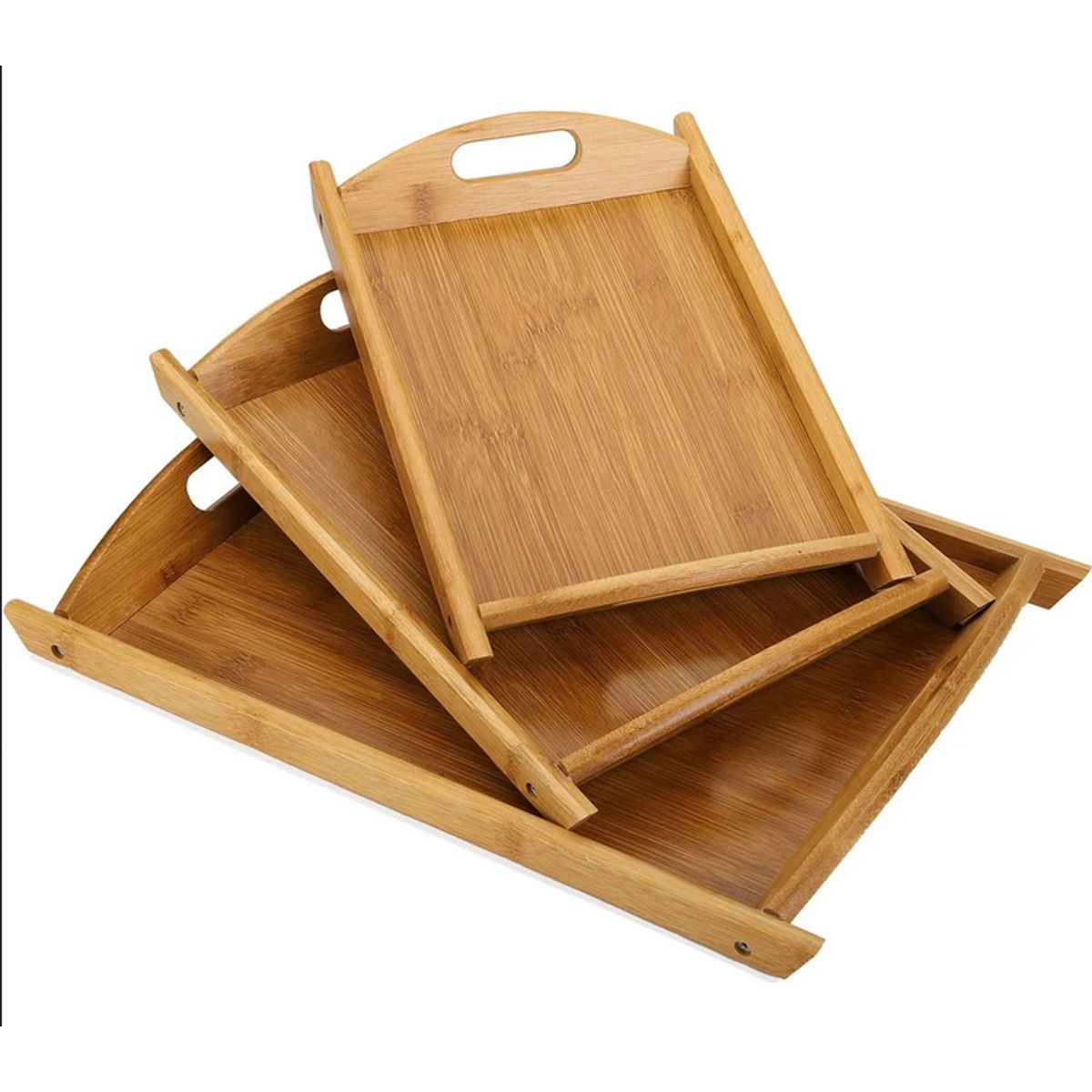 GENERICO - Set 3 Tablas De Servicio Bandejas Madera Servir Cama