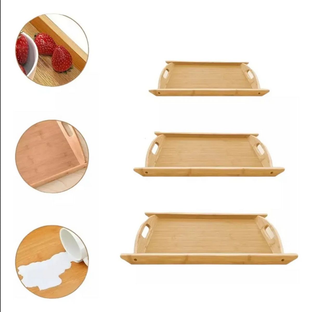 GENERICO - Set 3 Tablas De Servicio Bandejas Madera Servir Cama